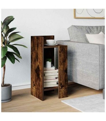 vidaXL Side Table with Shelf Smoked Oak 25.5x27x60 cm
