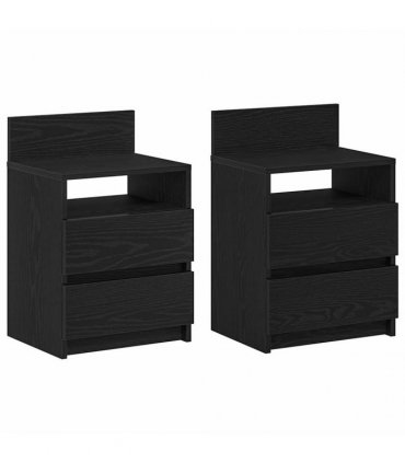 vidaXL Bedside Cabinets 2 pcs with 2 Drawers Black 40x33x60 cm