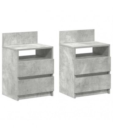vidaXL Bedside Cabinets 2 pcs with 2 Drawers Concrete Grey 40x33x60 cm