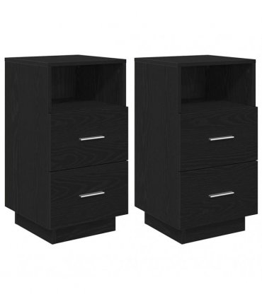 vidaXL Bedside Cabinets 2 pcs with 2 Drawers Black 36x36x68 cm