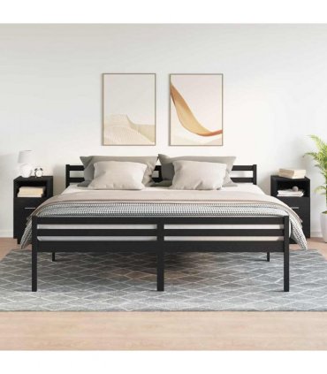vidaXL Bedside Cabinets 2 pcs with 2 Drawers Black 36x36x68 cm