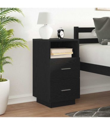 vidaXL Bedside Cabinet with 2 Drawers Black 36x36x68 cm