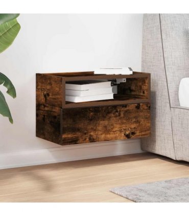 vidaXL Wall-mounted Bedside Cabinet Smoked Oak 45x26x28.5 cm