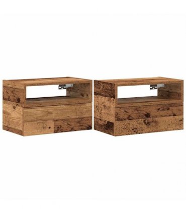 vidaXL Wall-mounted Bedside Cabinets 2 pcs Old Wood 45x26x28.5 cm