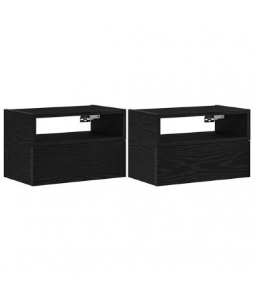 vidaXL Wall-mounted Bedside Cabinets 2 pcs Black 45x26x28.5 cm
