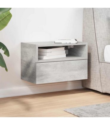vidaXL Wall-mounted Bedside Cabinet Concrete Grey 45x26x28.5 cm