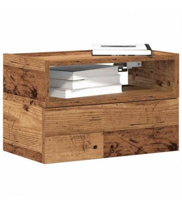 vidaXL Wall-mounted Bedside Cabinet Old Wood 45x26x28.5 cm