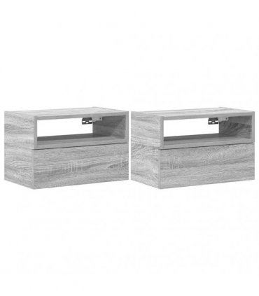 vidaXL Wall-mounted Bedside Cabinets 2 pcs Grey Sonoma 45x26x28.5 cm
