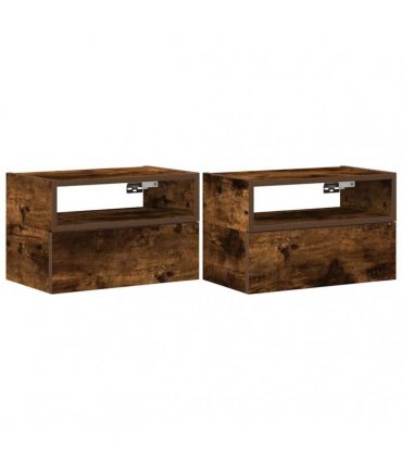 vidaXL Wall-mounted Bedside Cabinets 2 pcs Smoked Oak 45x26x28.5 cm