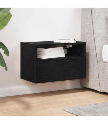 vidaXL Wall-mounted Bedside Cabinet Black 45x26x28.5 cm