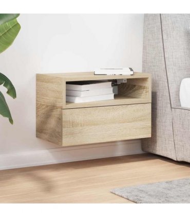 vidaXL Wall-mounted Bedside Cabinet Sonoma Oak 45x26x28.5 cm