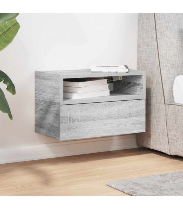 vidaXL Wall-mounted Bedside Cabinet Grey Sonoma 45x26x28.5 cm