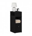 vidaXL Bedside Cabinets 2 pcs with Drawer Black 25x31x66 cm