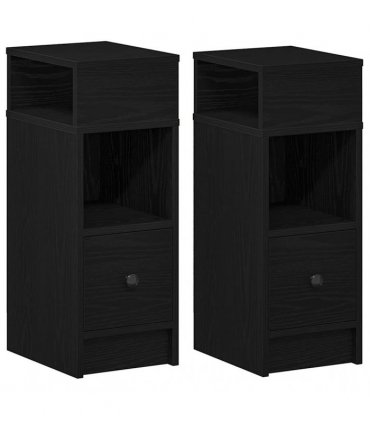 vidaXL Bedside Cabinets 2 pcs with Drawer Black 25x31x66 cm