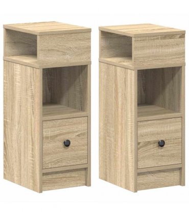 vidaXL Bedside Cabinets 2 pcs with Drawer Sonoma Oak 25x31x66 cm