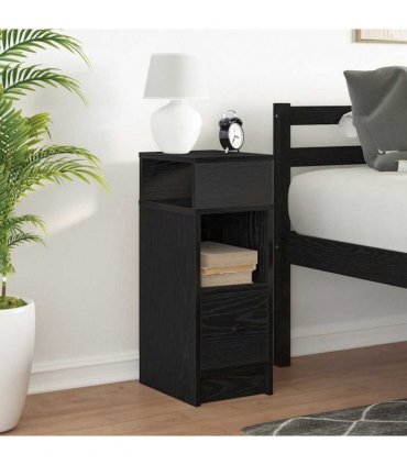 vidaXL Bedside Cabinet with Drawer Black 25x31x66 cm
