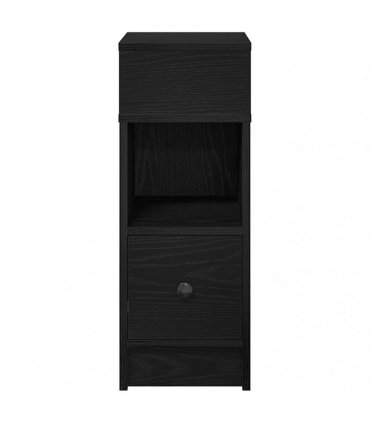 vidaXL Bedside Cabinet with Drawer Black 25x31x66 cm