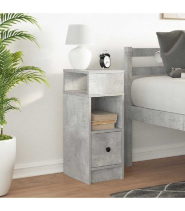 vidaXL Bedside Cabinet with Drawer Concrete Grey 25x31x66 cm