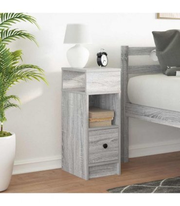 vidaXL Bedside Cabinet with Drawer Grey Sonoma 25x31x66 cm