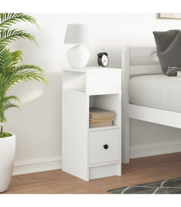 vidaXL Bedside Cabinet with Drawer White 25x31x66 cm