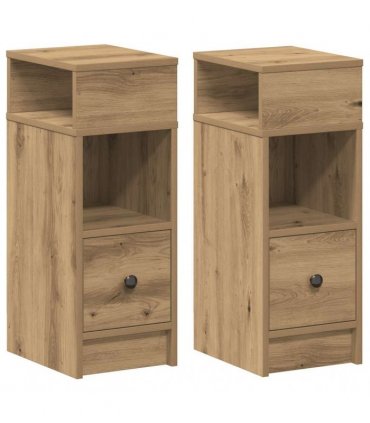 vidaXL Bedside Cabinets 2 pcs with Drawer Artisan Oak 25x31x66 cm