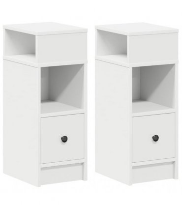 vidaXL Bedside Cabinets 2 pcs with Drawer White 25x31x66 cm