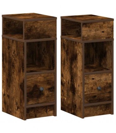 vidaXL Bedside Cabinets 2 pcs with Drawer Smoked Oak 25x31x66 cm