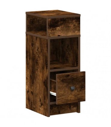 vidaXL Bedside Cabinet with Drawer Smoked Oak 25x31x66 cm