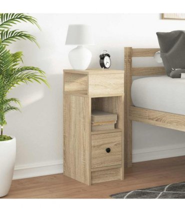 vidaXL Bedside Cabinet with Drawer Sonoma Oak 25x31x66 cm