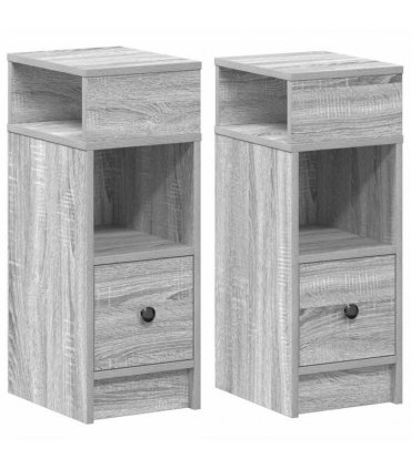 vidaXL Bedside Cabinets 2 pcs with Drawer Grey Sonoma 25x31x66 cm