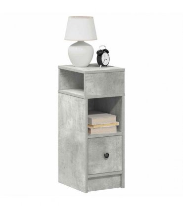vidaXL Bedside Cabinets 2 pcs with Drawer Concrete Grey 25x31x66 cm