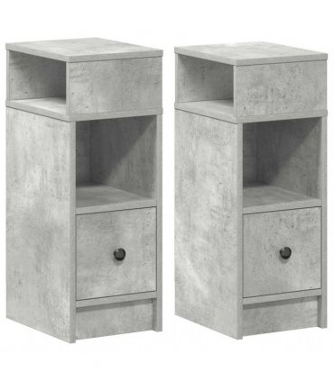 vidaXL Bedside Cabinets 2 pcs with Drawer Concrete Grey 25x31x66 cm