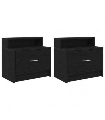 vidaXL Bedside Cabinets with Drawer 2 pcs Black Oak 51x31x47 cm