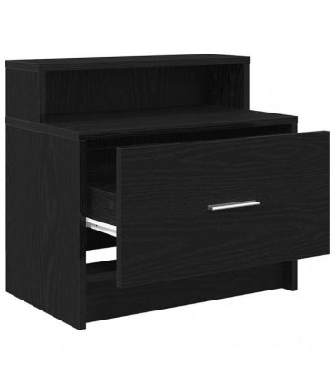 vidaXL Bedside Cabinets with Drawer 2 pcs Black Oak 51x31x47 cm