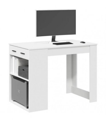 vidaXL Desk with Drawer and Shelf White 102x62x77.5 cm Engineered Wood