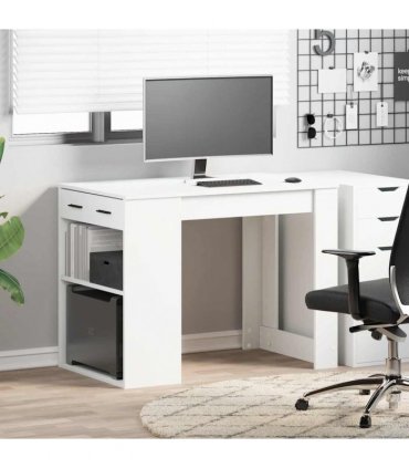 vidaXL Desk with Drawer and Shelf White 102x62x77.5 cm Engineered Wood