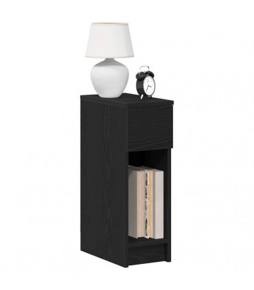 vidaXL Bedside Cabinet with Drawer Black Oak 20x36x60 cm