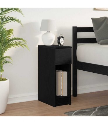 vidaXL Bedside Cabinet with Drawer Black Oak 20x36x60 cm