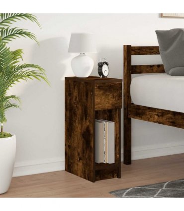vidaXL Bedside Cabinet with Drawer Smoked Oak 20x36x60 cm