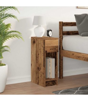 vidaXL Bedside Cabinet with Drawer Old Wood 20x36x60 cm
