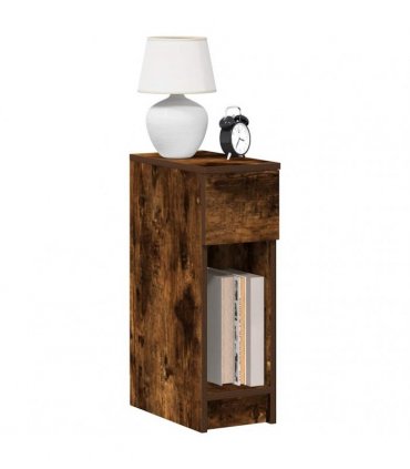 vidaXL Bedside Cabinets with Drawer 2 pcs Smoked Oak 20x36x60 cm
