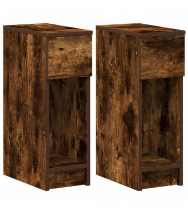 vidaXL Bedside Cabinets with Drawer 2 pcs Smoked Oak 20x36x60 cm