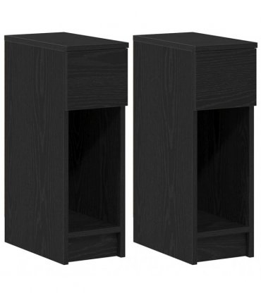 vidaXL Bedside Cabinets with Drawer 2 pcs Black Oak 20x36x60 cm