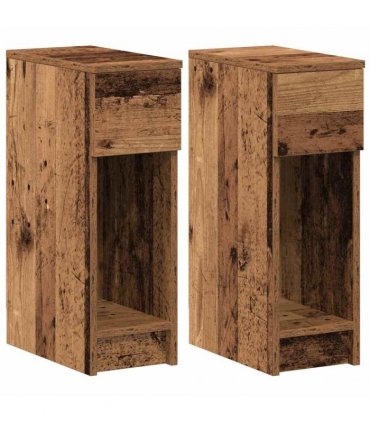 vidaXL Bedside Cabinets with Drawer 2 pcs Old Wood 20x36x60 cm