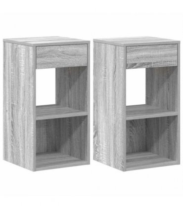 vidaXL Bedside Cabinets with Drawer 2 pcs Grey Sonoma 35x34x66.5 cm