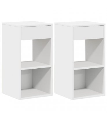 vidaXL Bedside Cabinets with Drawer 2 pcs White 35x34x66.5 cm