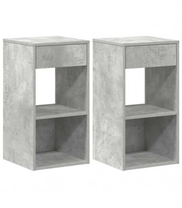 vidaXL Bedside Cabinets with Drawer 2 pcs Concrete Grey 35x34x66.5 cm