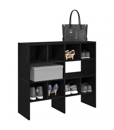 vidaXL Shoe Racks 2 pcs Stackable Black Oak 89.5x30x40 cm