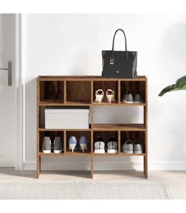 vidaXL Shoe Racks 2 pcs Stackable Old Wood 89.5x30x40 cm