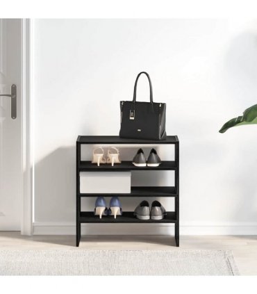 vidaXL Shoe Racks 2 pcs Stackable Black Oak 60x30x30.5 cm